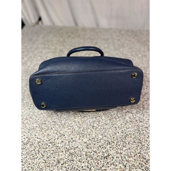 Michael Kors Haley Large Navy Blue Leather Satchel Handbag Women's Bag - Picture 6 of 16